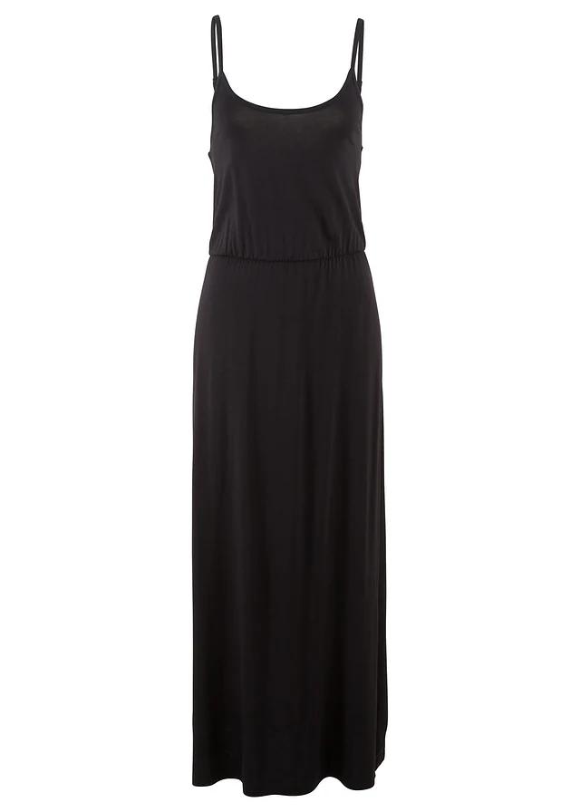 Robe longue, cintrée et fluide en viscose extensible