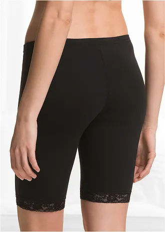 Lange dames boxer met kant (set van 3), Kleur: zwart+wolwit