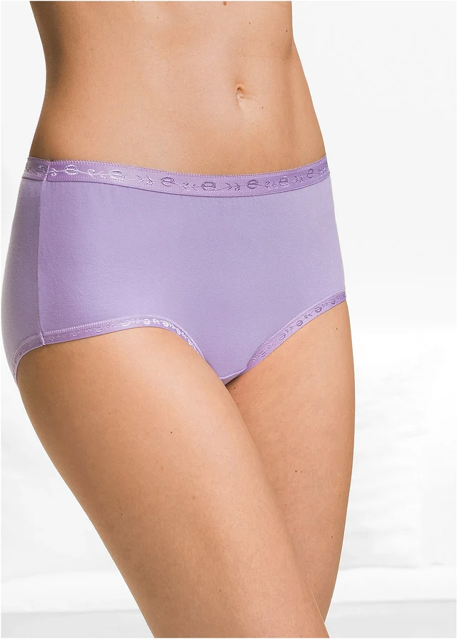 Lot de 5 slips maxi, Couleur: noir + mauve + turquoise