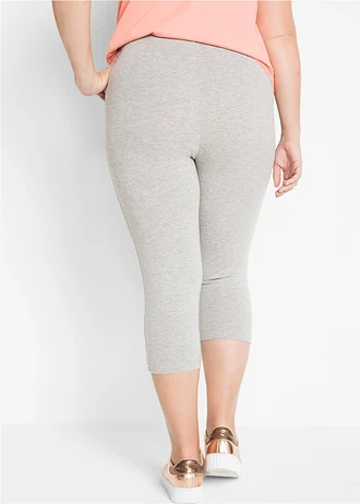 Lot de 2 leggings corsaire, Couleur: gris clair chiné+noir