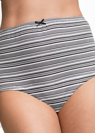 Lot de 6 slips taille haute • noir rayé • Boutique bonprix