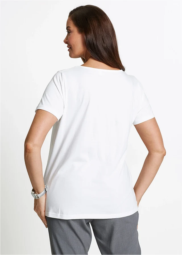 T-shirt, Couleur: blanc/argenté mat imprimé