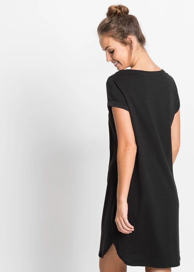 Chemise de nuit courte 100% coton • noir imprimé • product-page.page-title-suffix