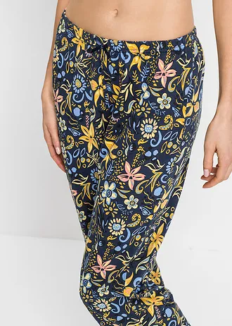 Capri pyjama met korte mouwen van puur katoen • donkerblauw gedessineerd • bonprix online shop