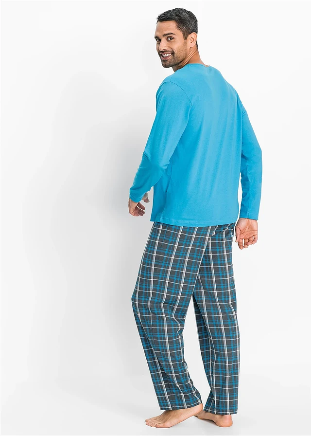 Pyjama 100% coton à manches longues • turquoise carreaux • product-page.page-title-suffix