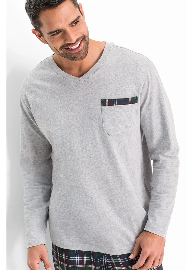 Pyjama à manches longues • gris clair chiné carreaux • product-page.page-title-suffix