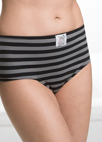 Lot de 4 slips maxi, Couleur: rouge + pétrole + prune + noir rayé