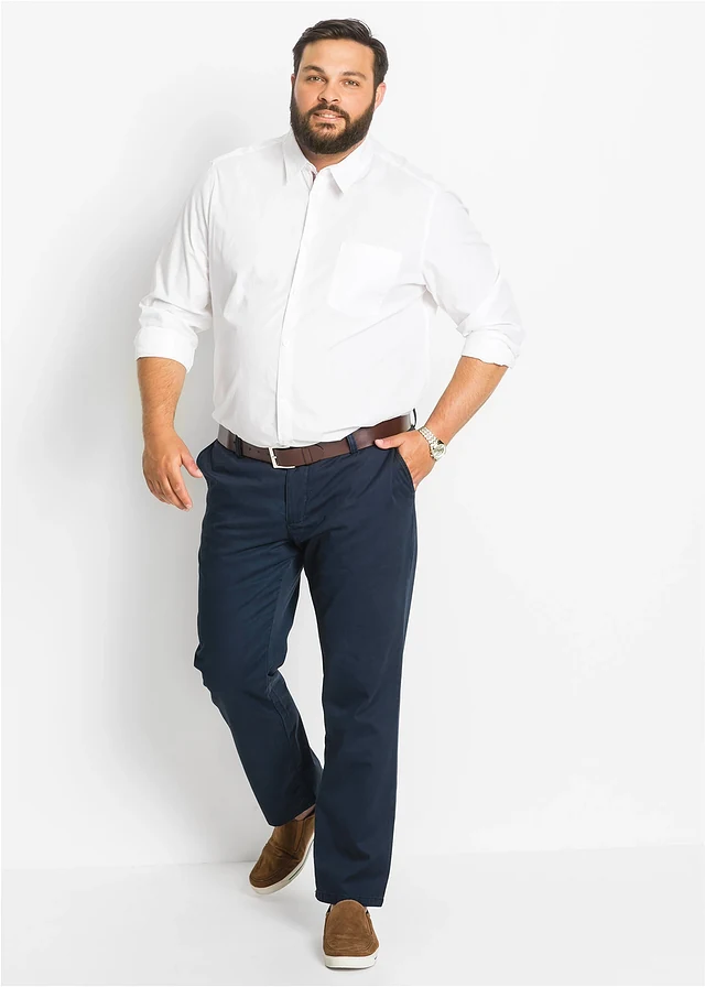 Regular fit chino van puur katoen, straight, Kleur: donkerblauw