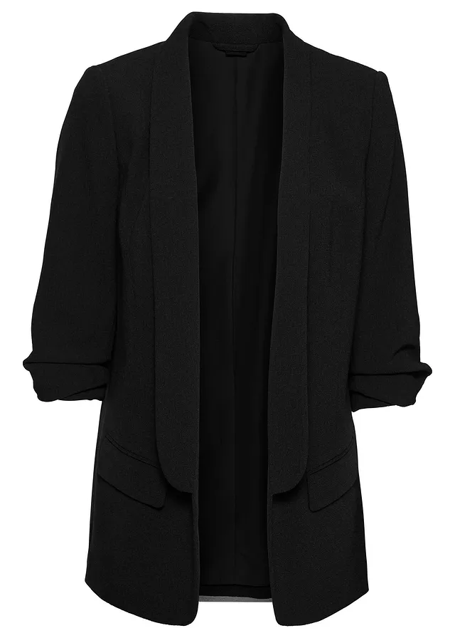 Blazer long à manches drapées • noir • Boutique bonprix