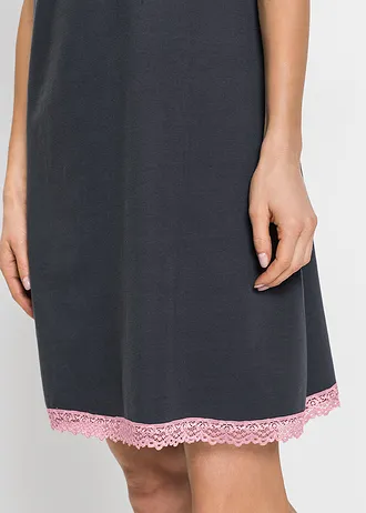 Krátká noční košile s jemnou krajkou • šedo-růžová • bonprix obchod