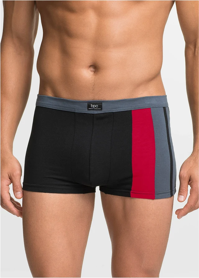 Strakke boxershorts met katoen (set van 3), Kleur: zwart+grijs