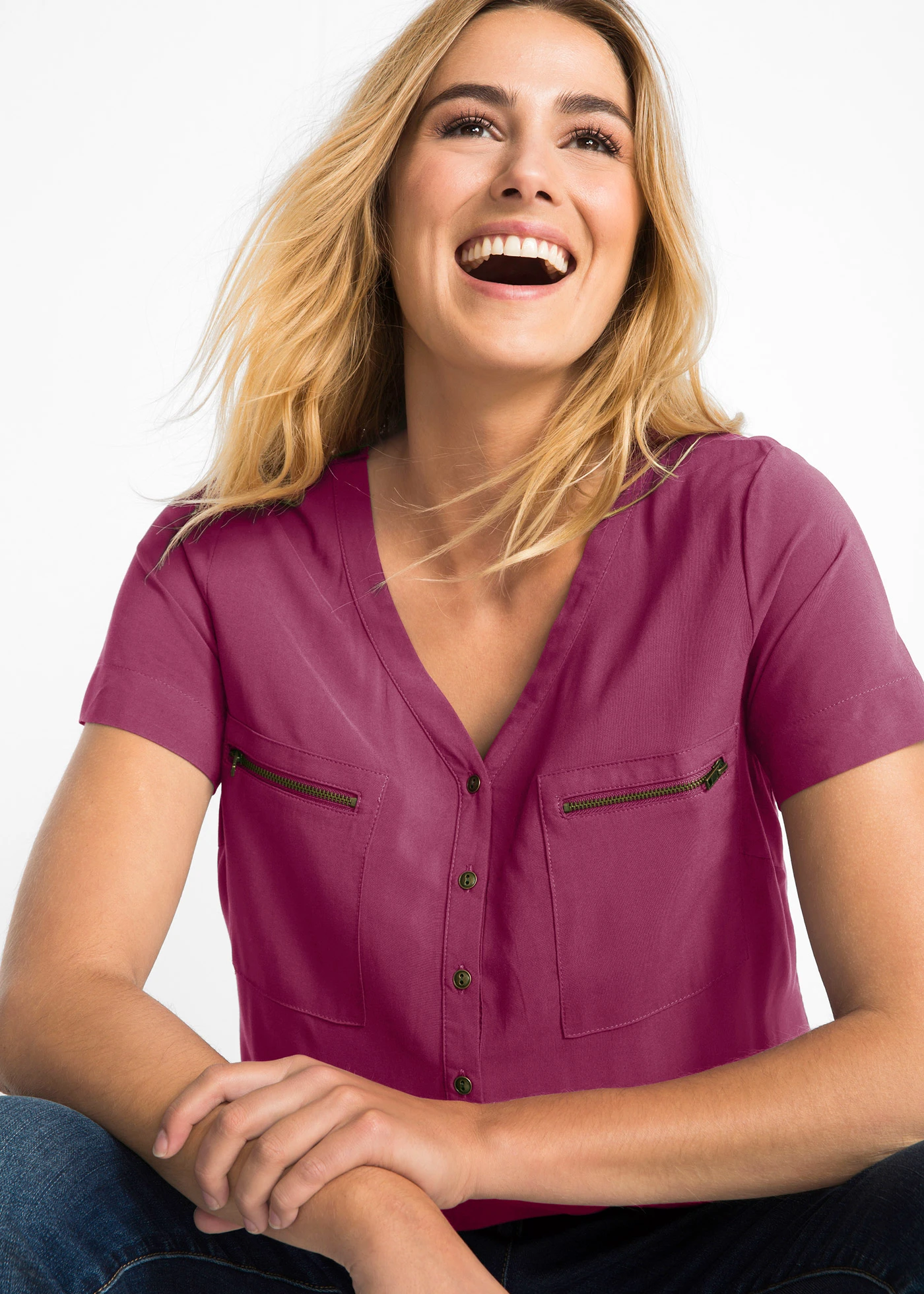 Halenka s krátkým rukávem, ze splývavé viskózy • bobulová • bonprix obchod