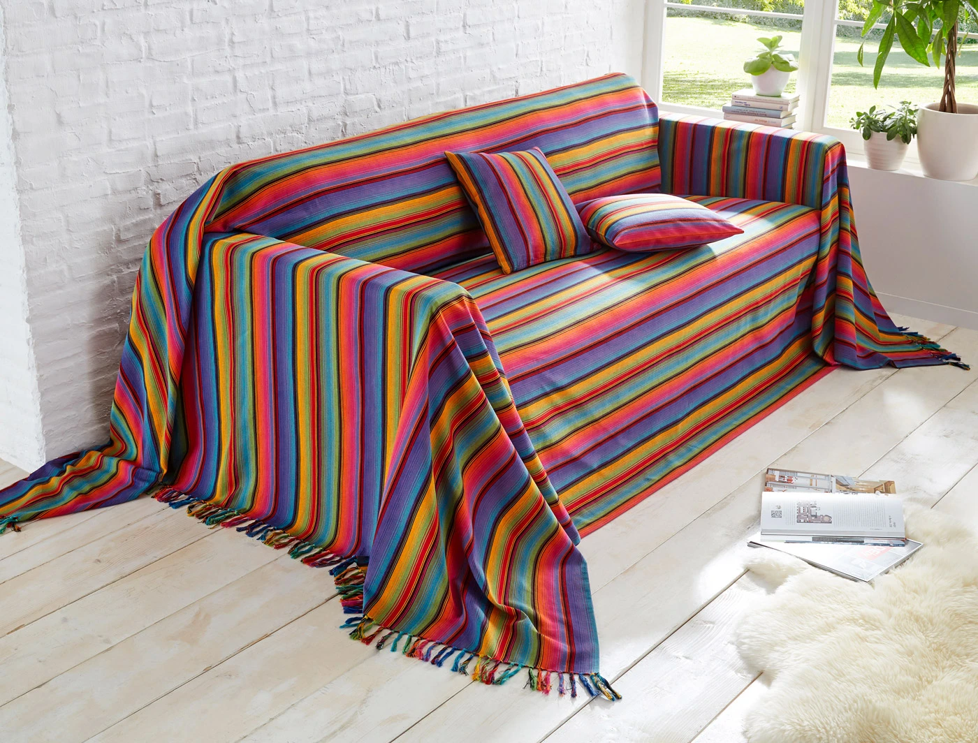 Lot de 2 housses de coussin rayées • multicolore • Boutique bonprix
