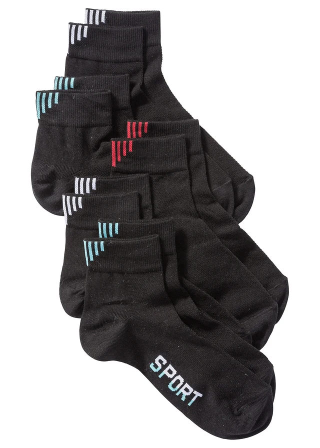 Sportsokken met biologisch katoen (5 paar), Kleur: zwart-multicolour