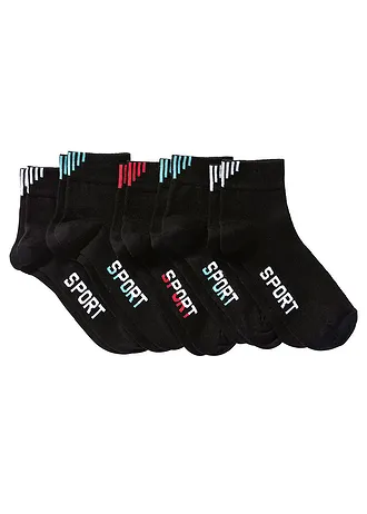 Lot de 5 paires de socquettes de sport • noir-coloré • Boutique bonprix