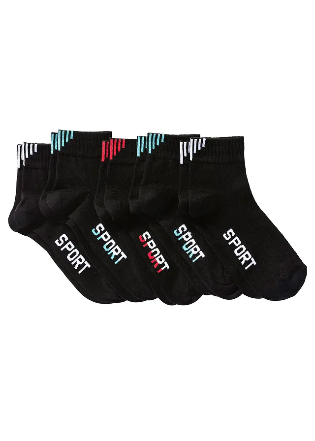 Lot de 5 paires de socquettes de sport • noir-coloré • Boutique bonprix