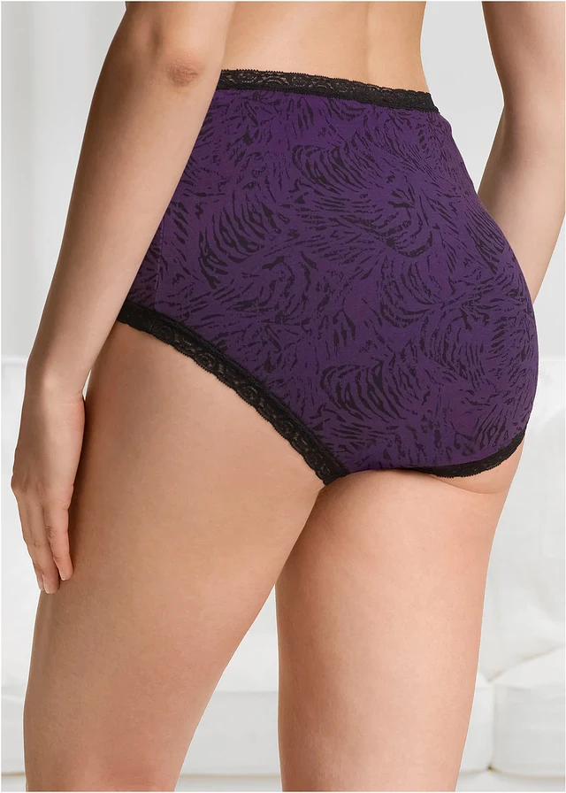 Lot de 5 slips taille haute • noir + violet foncé imprimé • product-page.page-title-suffix