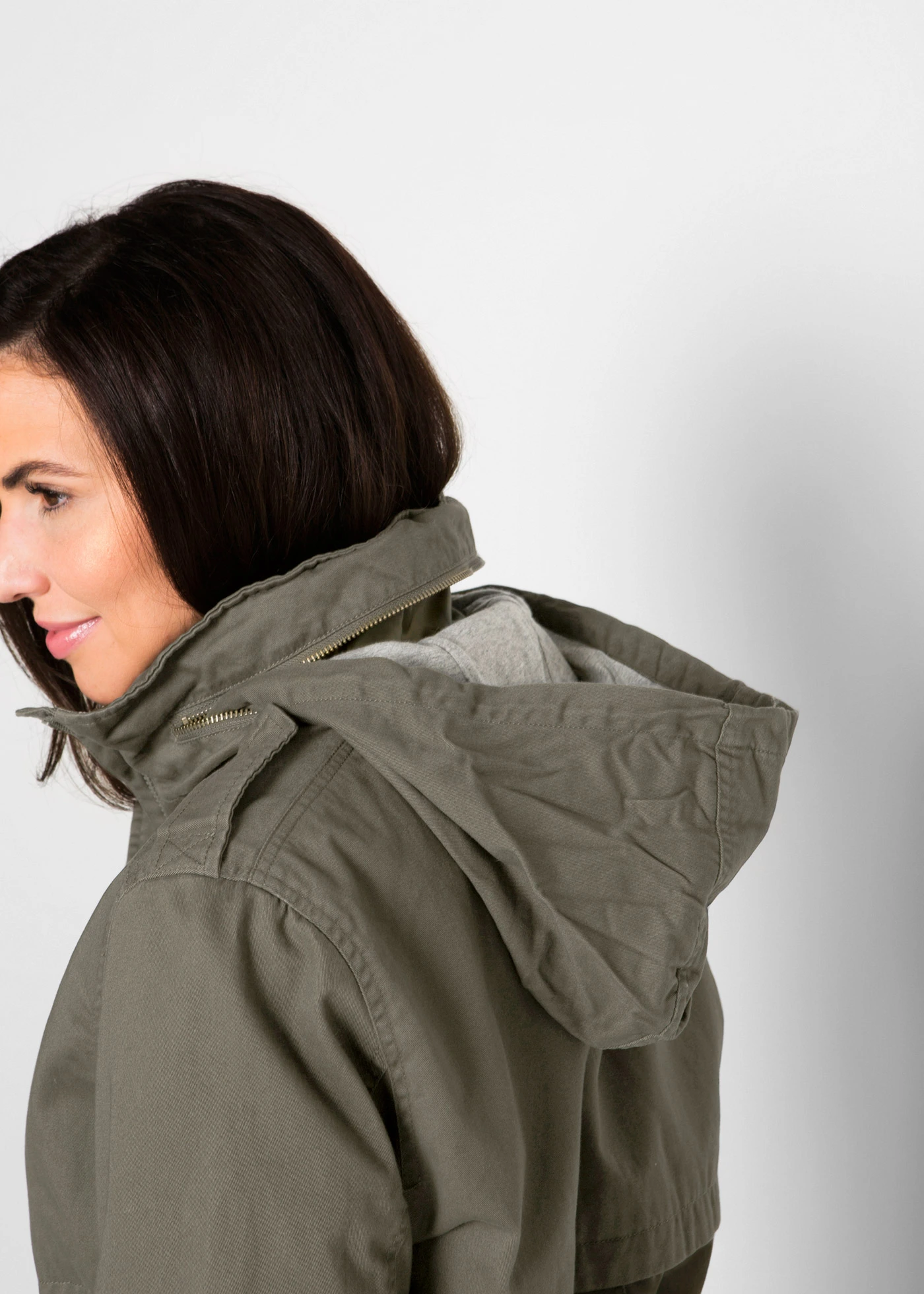 Katoenen parka met jersey voering • donkerolijfgroen plus size • bonprix online shop