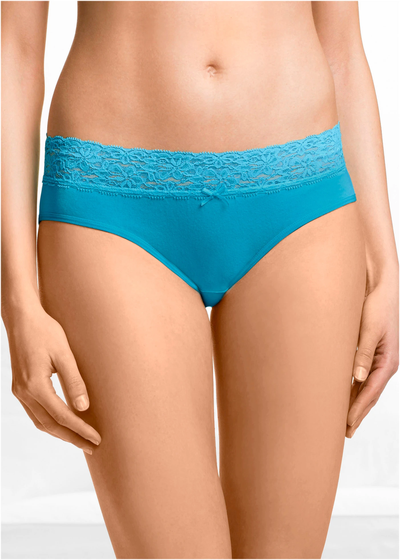 Slip met zacht katoen en kant (set van 5) • turkoois+pink+groen • bonprix online shop