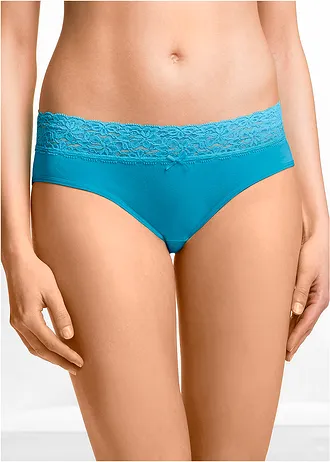 Slip met kant (set van 5), Kleur: turkoois+pink+knalgroen