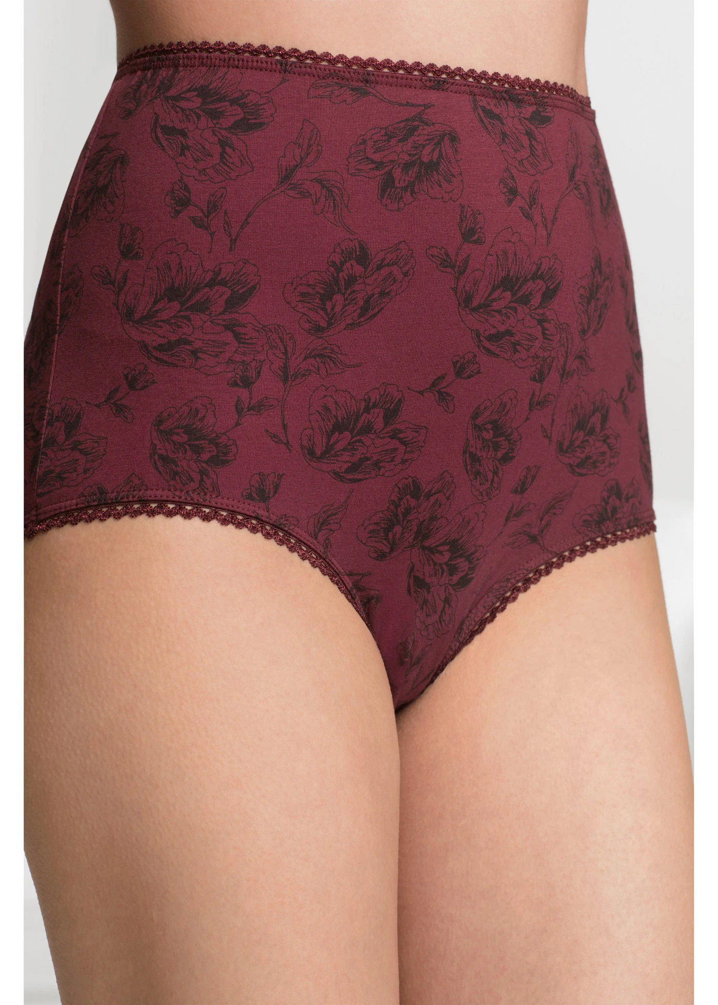 High Waist női alsó bio-pamuttal (4 db-os csomag) • fekete+juharpiros/mintás • bonprix áruház