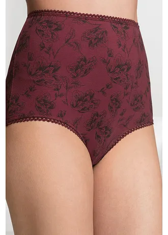 Tailleslip met biologisch katoen (set van 4) • zwart+esdoornrood met print • bonprix online shop