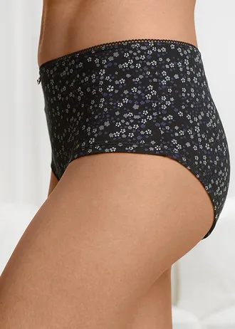 Chilot panty maxi (set/4 buc.) • negru + negru cu imprimeu • magazin bonprix