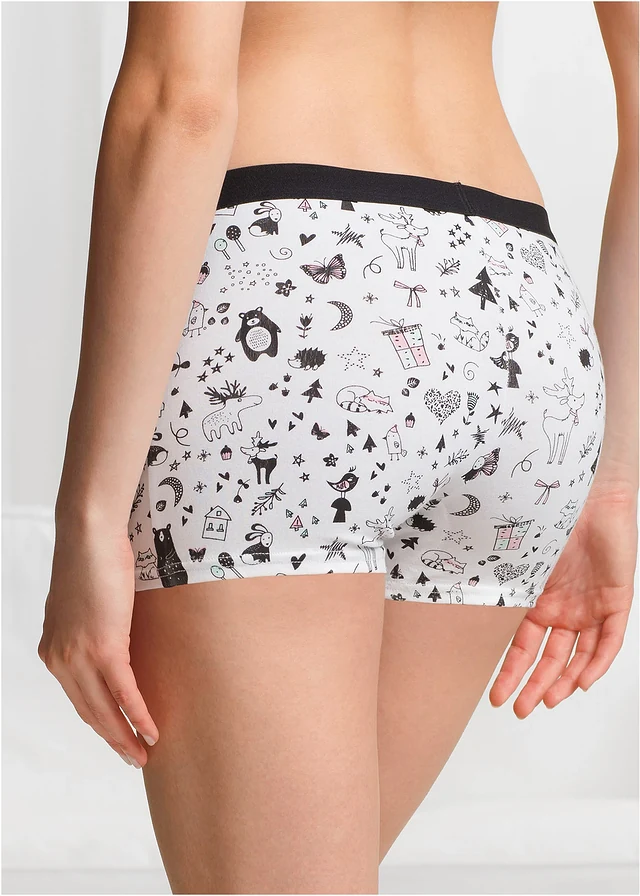 Dames boxer (set van 4) • zwart+wit met print • product-page.page-title-suffix
