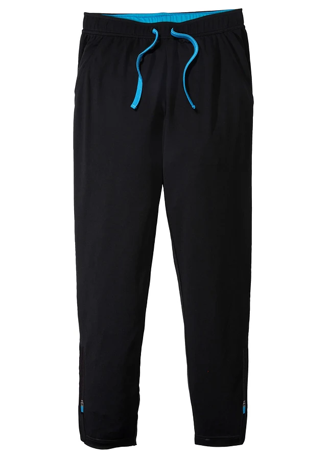 Sportbroek, sneldrogend en ademend, Kleur: zwart-capriblauw