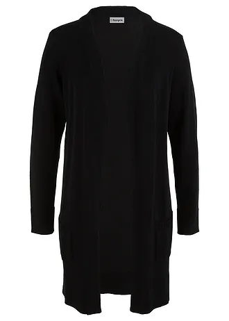 Dlouhý pletený kabátek, dlouhý rukáv • černá • bonprix obchod