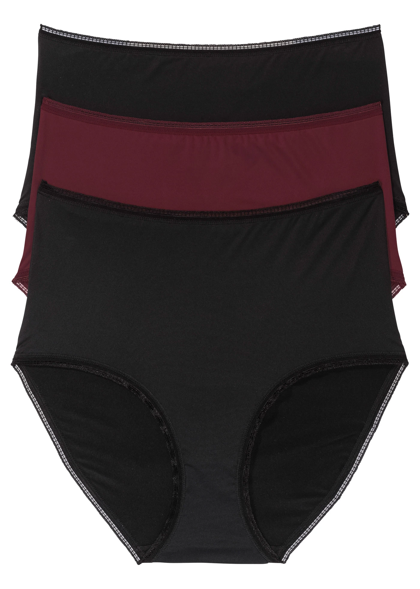 Mikroszálas High Waist női alsó (3 db-os csomag) • fekete+bordó • bonprix áruház