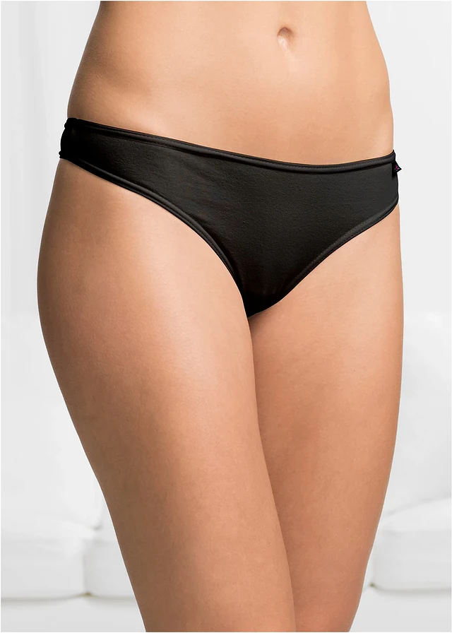 Lot de 6 strings coton, Couleur: noir
