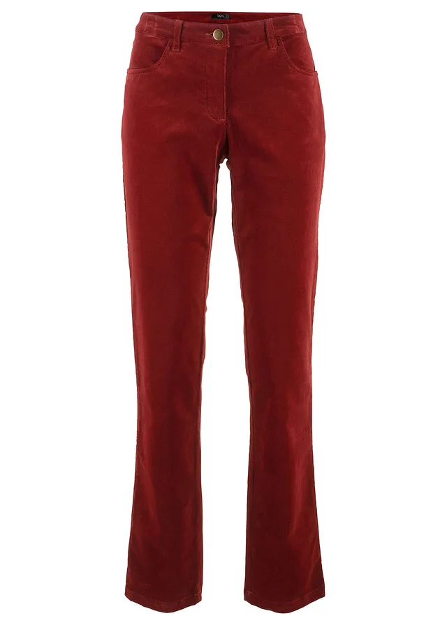 Pantalon extensible en velours côtelé • rouge châtaigne • Boutique bonprix