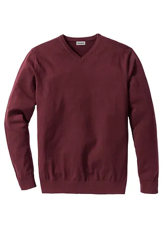 Cienki sweter z miękkiej mieszanki bawełny • czerwony klonowy • sklep bonprix