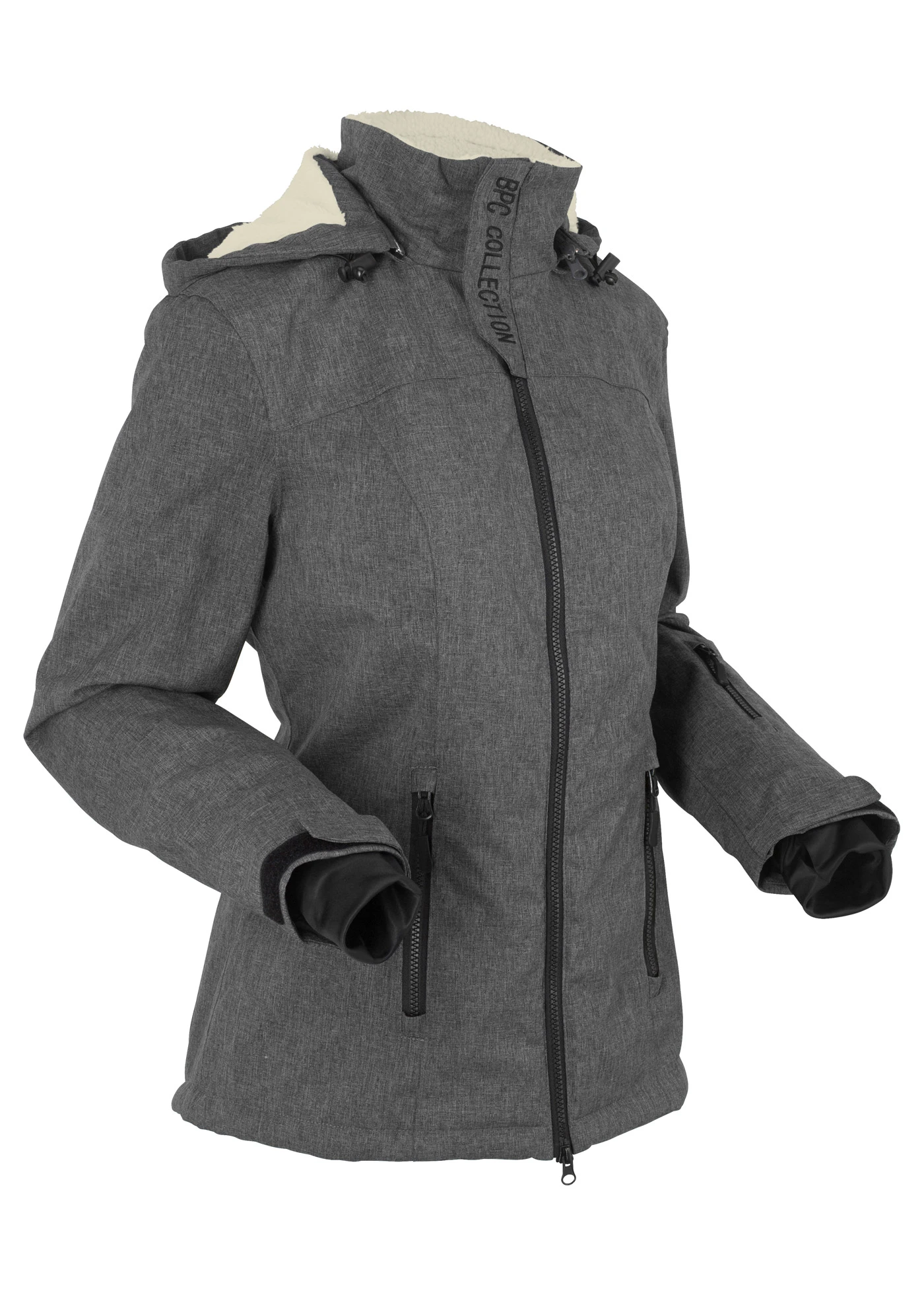 Funkční outdoorová bunda s medvídkovým flísem, nepromokavá • břidlicově šedá melír • bonprix obchod