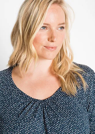 Longsleeve van biologisch katoen • donkerblauw gedessineerd plus size • bonprix online shop