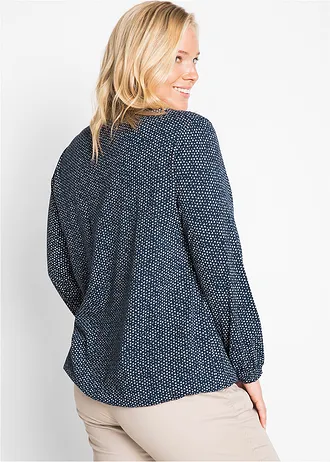 Longsleeve van biologisch katoen • donkerblauw gedessineerd plus size • bonprix online shop