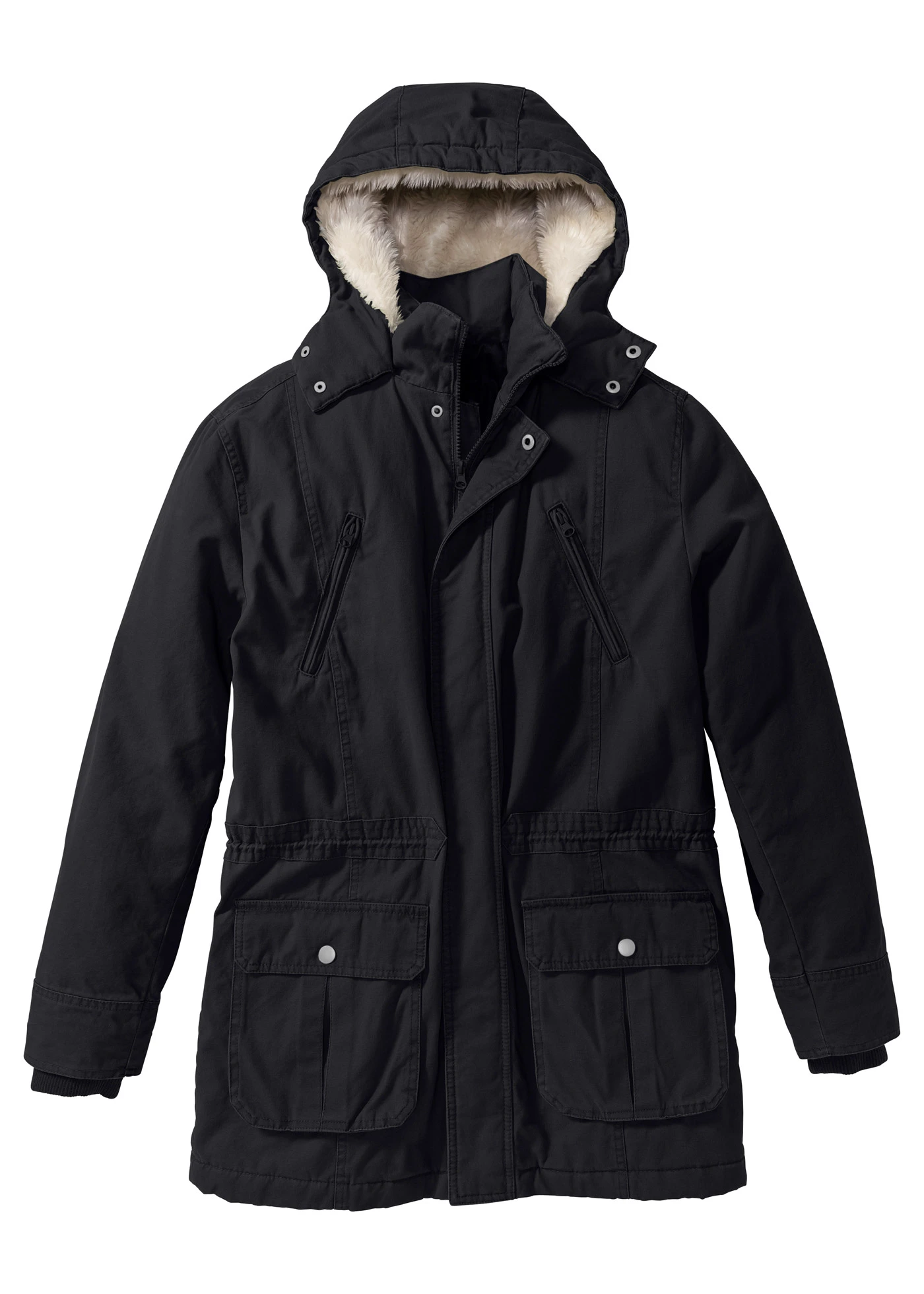 Parka d’hiver avec capuche doublée peluche • noir • Boutique bonprix