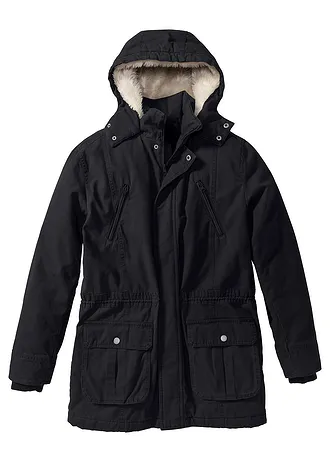 Winterparka met capuchon met teddy voering • zwart • bonprix online shop