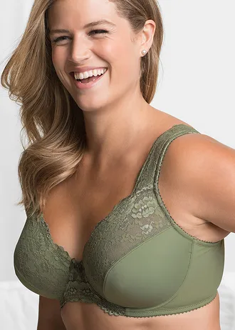 Minimizer bh met gewatteerde bandjes (set van 2), Kleur: olijfgroen+grijs