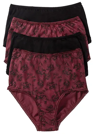 Tailleslip met biologisch katoen (set van 4) • zwart+esdoornrood met print • bonprix online shop