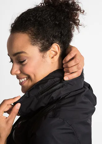 Waterdichte outdoor overgangsjas met capuchon, 2-in-1-look • zwart • bonprix online shop
