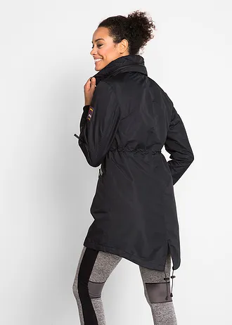 Funkční outdoorový kabát s kapucí, 2 v 1, nepromokavý • černá • bonprix obchod