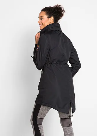 Waterdichte outdoor overgangsjas met capuchon, 2-in-1-look • zwart • bonprix online shop