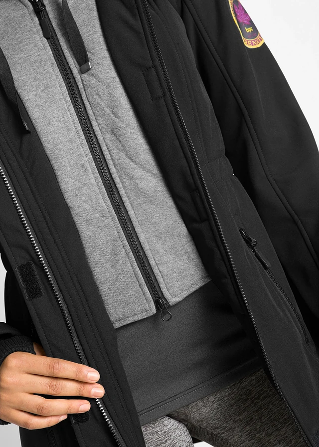 Lange softshell jas in layerlook, waterafstotend • zwart • product-page.page-title-suffix