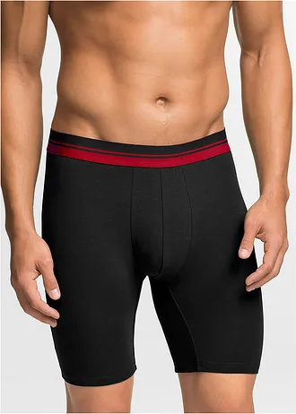 Chilot boxer lung mulat cu bumbac (set/2 buc.) • negru+roșu închis • magazin bonprix