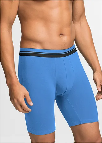 Chilot boxer lung mulat cu bumbac (set/2 buc.) • negru+albastru mediu • magazin bonprix