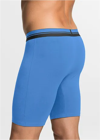 Chilot boxer lung mulat cu bumbac (set/2 buc.) • negru+albastru mediu • magazin bonprix