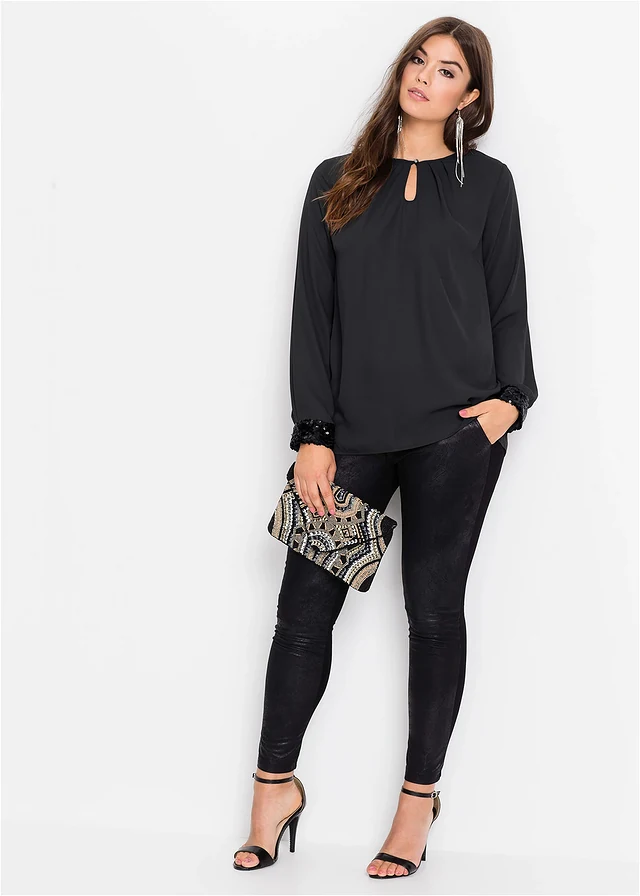 Blouse, Kleur: zwart