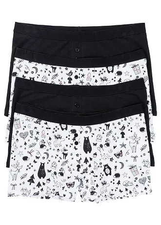 Boxer damă (4 buc./pac.) • negru/alb imprimat • magazin bonprix